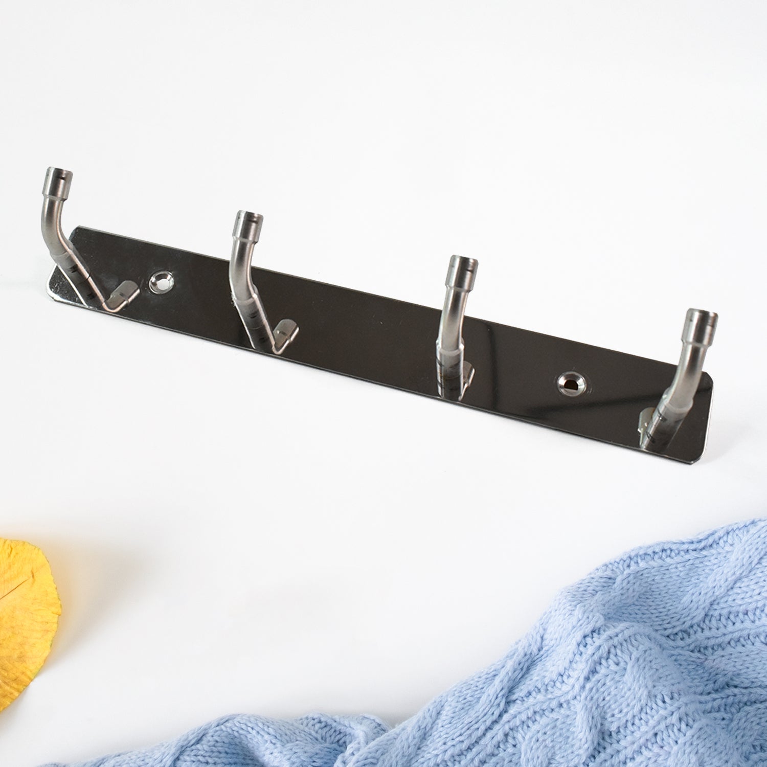 Stainless Steel Wall Mounted Coat 4 Hook Rack (20x3  1 Pc) Stainless Steel Wall Mounted Coat 4 Hook Rack (20x3  1 Pc)